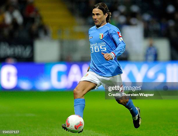 Antonio Benarrivo of Italy runs with the ball during the century match between Germany and Italy at Commerzbank Arena on October 14, 2012 in...