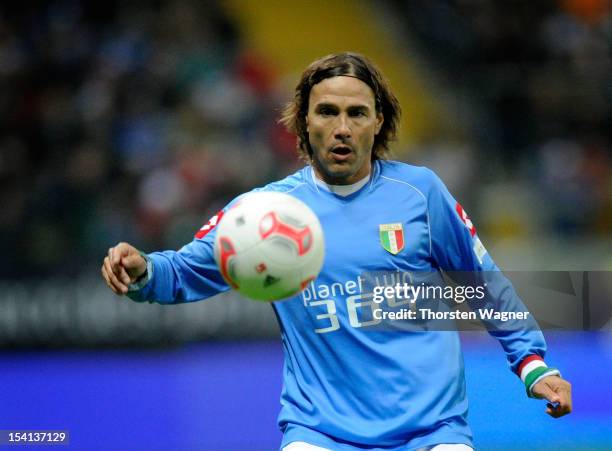 Antonio Benarrivo of Italy runs with the ball during the century match between Germany and Italy at Commerzbank Arena on October 14, 2012 in...