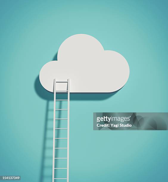 illustrazioni stock, clip art, cartoni animati e icone di tendenza di cloud and ladder - aspirazione