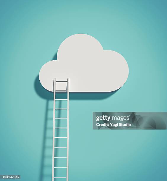 cloud and ladder - creativity stock illustrations