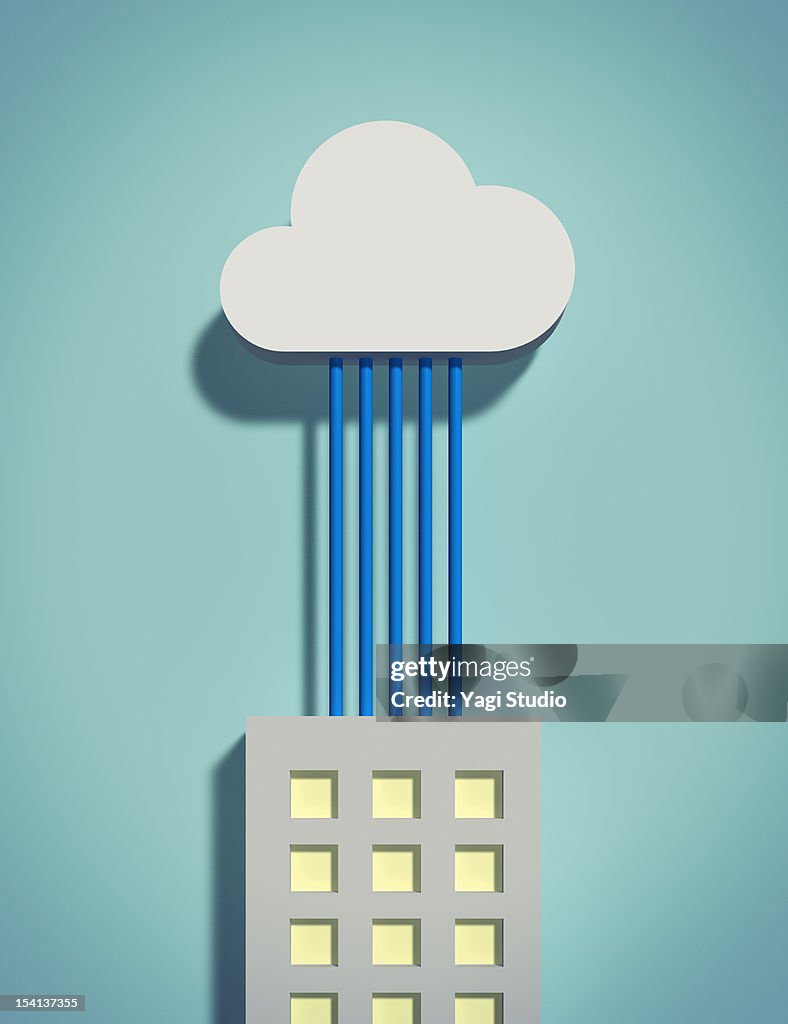 The cloud network and office building