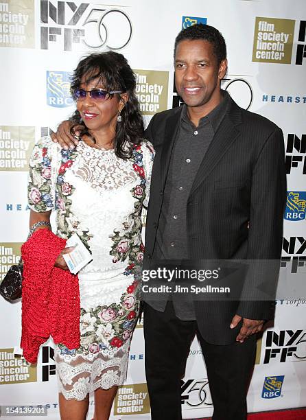 Actor Denzel Washington and wife Pauletta Washington attend the closing night gala screening of "Flight" during the 50th New York Film Festival at...