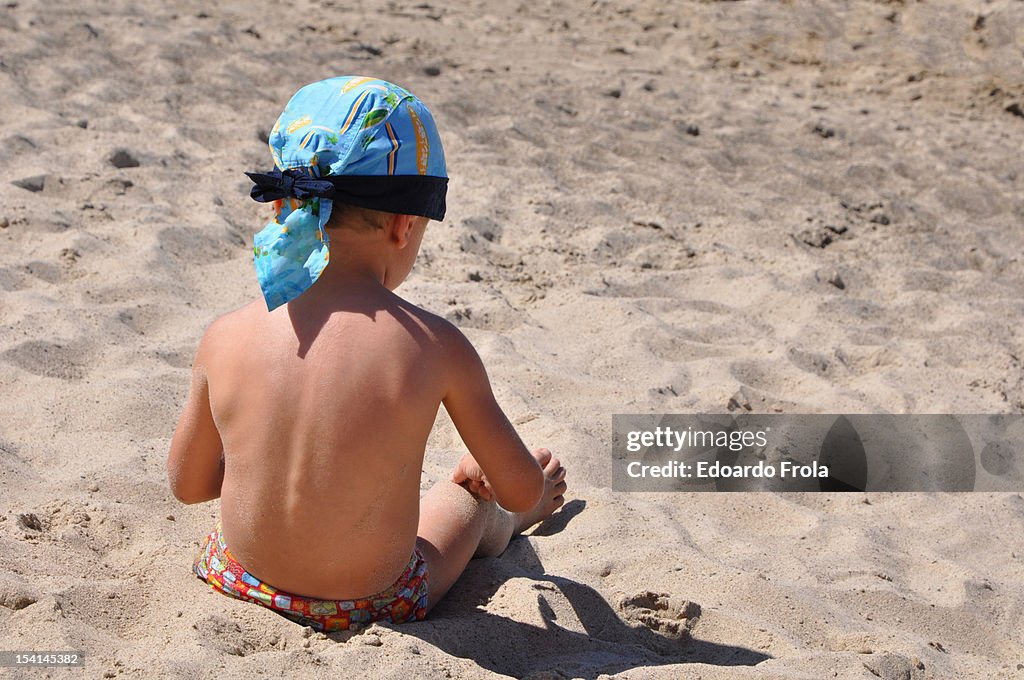 Playing on beach