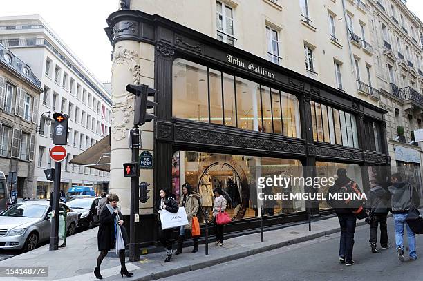 File picture taken on March 1, 2011 in Paris shows a shop of British designer John Galliano. Galliano, sacked as chief designer at Christian Dior...