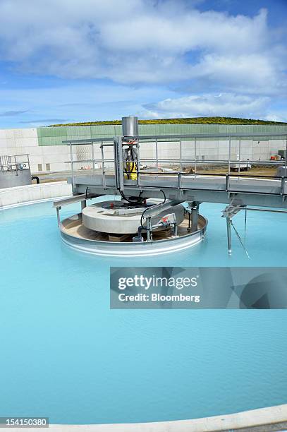 Water undergoes remineralization in a tank at the Wonthaggi Desalination Plant, built and operated by Suez Environnement SA's Degremont unit and...