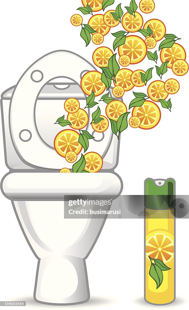 Toilet and orange air freshener