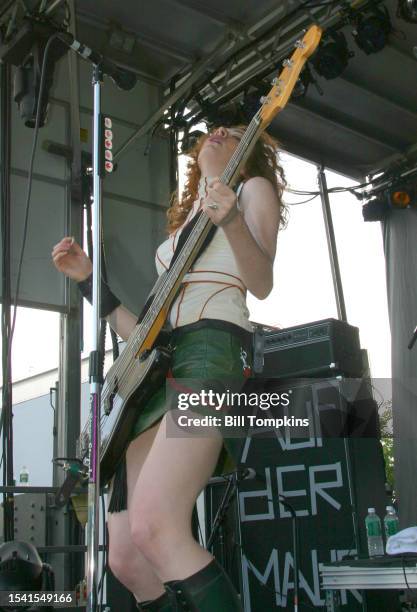 July 31: Melissa Auf der Maur of the band Auf Der Maur performing at the Curiousa Festival on Randall's Island, July 31, 2004 in New York City.