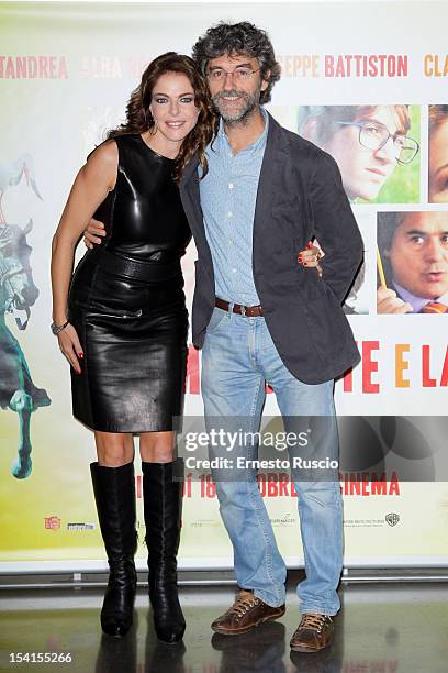 Claudia Gerini and Silvio Soldini attend the 'Il Comandante e La Cicogna' photocall at the Space Moderno on October 15, 2012 in Rome, Italy.