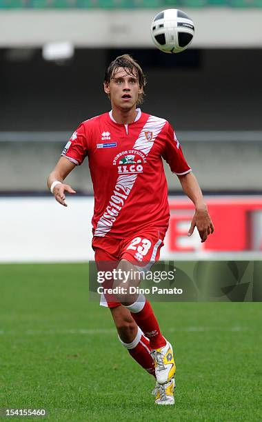 Vedran Celjak of Grosseto in action during the Serie B match between Hellas Verona FC and US Grosseto at Stadio Marc'Antonio Bentegodi on October 14,...