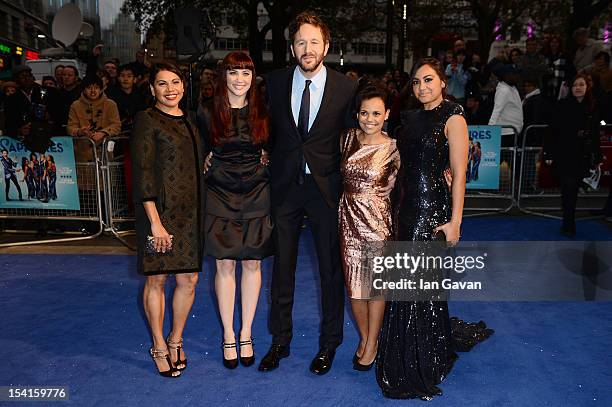 Actors Deborah Mailman, Shari Sebbens, Chris O'Dowd, Miranda Tapsell and Jessica Mauboy attends the premiere of 'The Sapphires' during the 56th BFI...