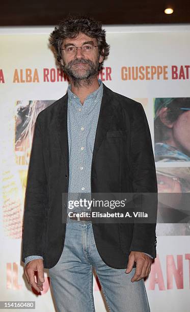 Director Silvio Soldini attends "Il Comandante e La Cicogna" photocall at Warner Moderno Cinema on October 15, 2012 in Rome, Italy.