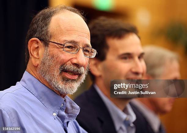 Stanford visiting professor Alvin Roth looks on during a press conference announcing his Nobel Prize in economics on October 15, 2012 in Stanford,...