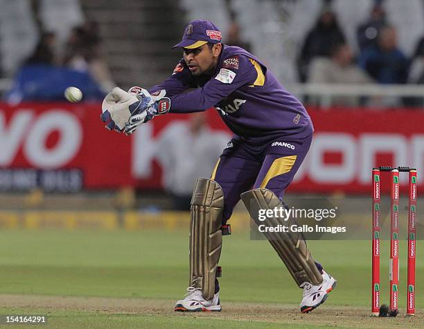 Manvinder Bisla of the Kolkata Knight Riders in action during the Karbonn Smart CLT20 match between Kolkata Knight Riders and Auckland Aces at Sahara...