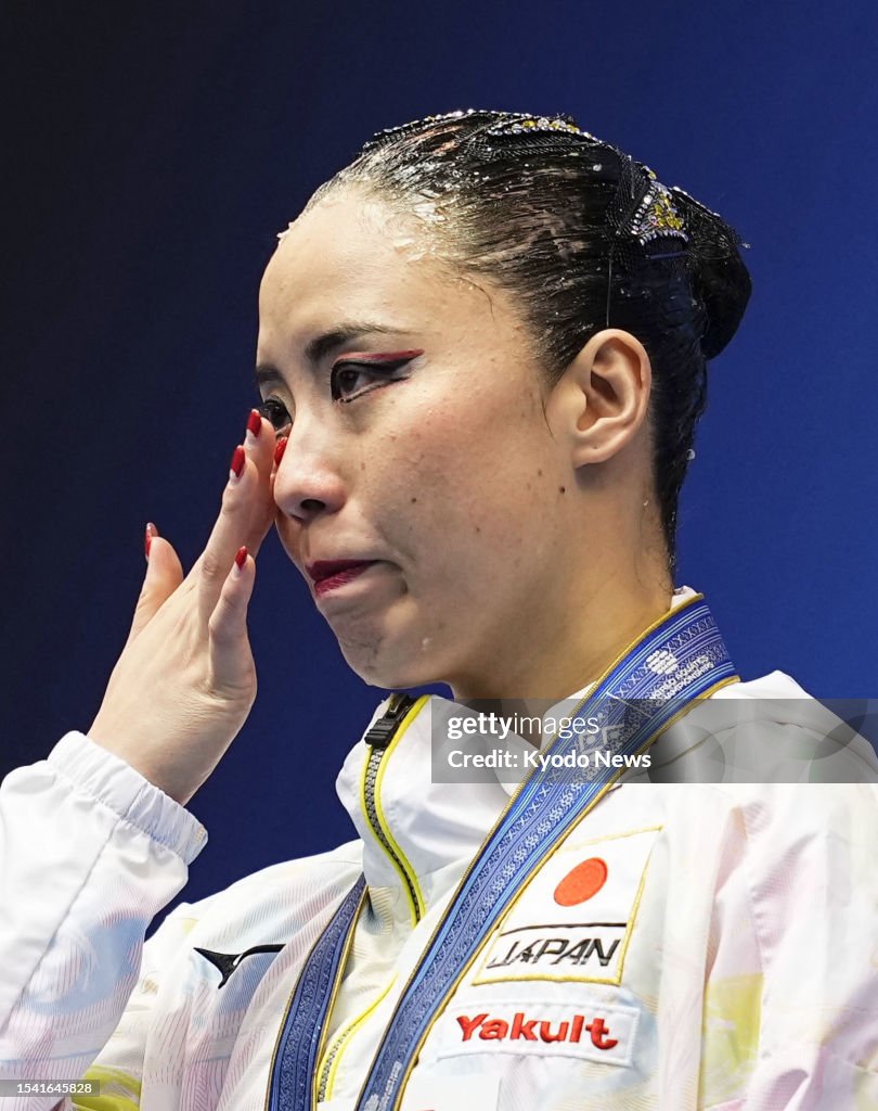 Sarah Inui Yukiko Inui of Japan wipes away tears after winning gold in the... News ...
