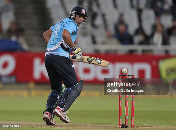 Azhar Mahmood of the Auckland Aces in action during the Karbonn Smart CLT20 match between Kolkata Knight Riders and Auckland Aces at Sahara Park...