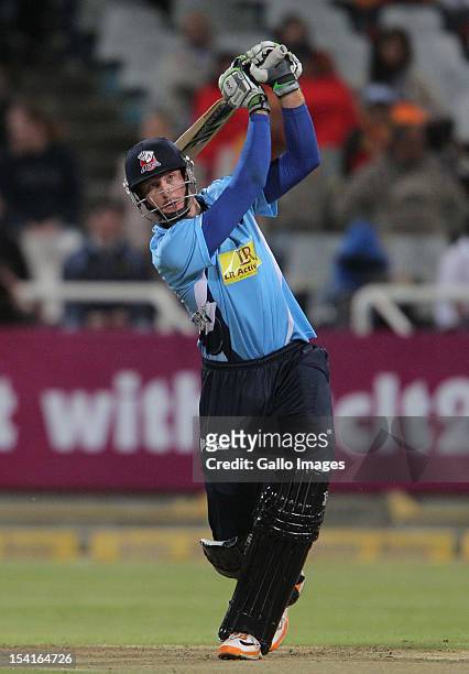 Martin Guptill of the Auckland Aces bats during the Karbonn Smart CLT20 match between Kolkata Knight Riders and Auckland Aces at Sahara Park Newlands...