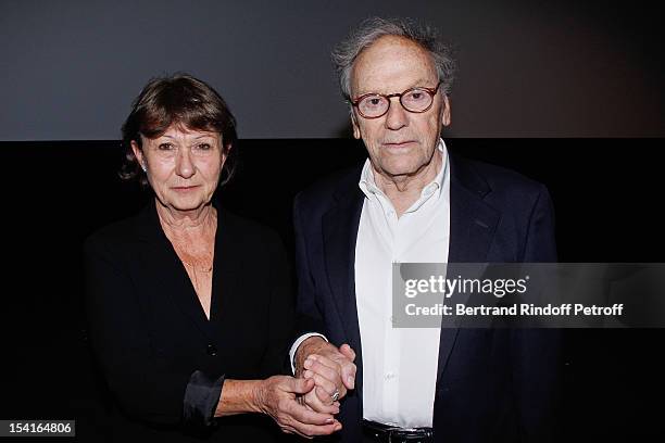 Jean-Louis Trintignant and his companion Marianne Hoepfner attend 'Amour' Premiere at la cinematheque on October 15, 2012 in Paris, France.