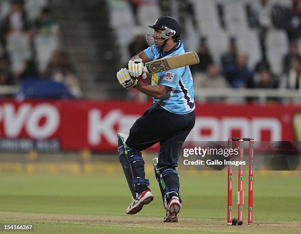 Azhar Mahmood of the Auckland Aces in action during the Karbonn Smart CLT20 match between Kolkata Knight Riders and Auckland Aces at Sahara Park...