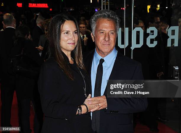 Director Dustin Hoffman and wife Lisa Gottsegen attend the premiere of 'Quartet' during the 56th BFI London Film Festival at Odeon Leicester Square...