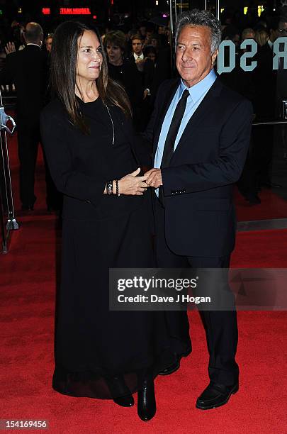 Director Dustin Hoffman and wife Lisa Gottsegen attend the premiere of 'Quartet' during the 56th BFI London Film Festival at Odeon Leicester Square...