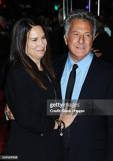 Director Dustin Hoffman and wife Lisa Gottsegen attend the premiere of 'Quartet' during the 56th BFI London Film Festival at Odeon Leicester Square...