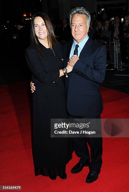 Director Dustin Hoffman and wife Lisa Gottsegen attend the premiere of 'Quartet' during the 56th BFI London Film Festival at Odeon Leicester Square...