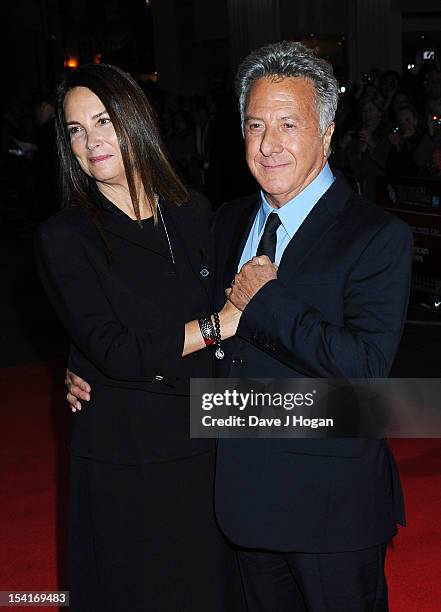 Director Dustin Hoffman and wife Lisa Gottsegen attend the premiere of 'Quartet' during the 56th BFI London Film Festival at Odeon Leicester Square...