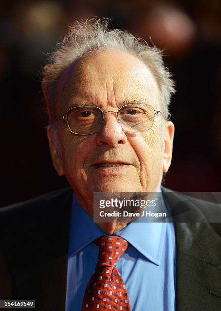 Writer Ronald Harwood attends the premiere of 'Quartet' during the 56th BFI London Film Festival at Odeon Leicester Square on October 15, 2012 in...