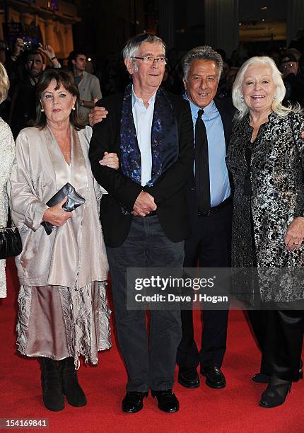 Actress Pauline Collins, actor Tom Courtenay, Director Dustin Hoffman and singer Dame Gwyneth Jones attend the premiere of 'Quartet' during the 56th...