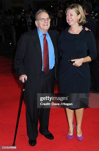 Writer Ronald Harwood and guest attend the premiere of 'Quartet' during the 56th BFI London Film Festival at Odeon Leicester Square on October 15,...