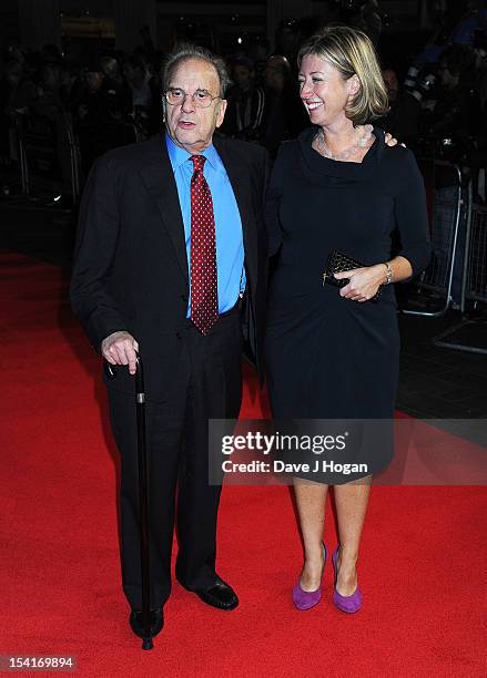 Writer Ronald Harwood and guest attend the premiere of 'Quartet' during the 56th BFI London Film Festival at Odeon Leicester Square on October 15,...