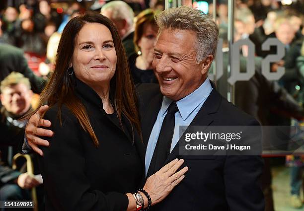 Director Dustin Hoffman and wife Lisa Gottsegen attend the premiere of 'Quartet' during the 56th BFI London Film Festival at Odeon Leicester Square...