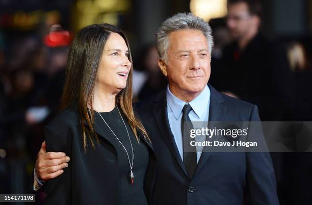 Director Dustin Hoffman and wife Lisa Gottsegen attend the premiere of 'Quartet' during the 56th BFI London Film Festival at Odeon Leicester Square...