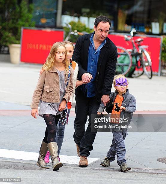 Dave Matthews, Grace Anne Matthews, Stella Busina Matthews and August Oliver Matthews are seen in Tribeca on October 15, 2012 in New York City.