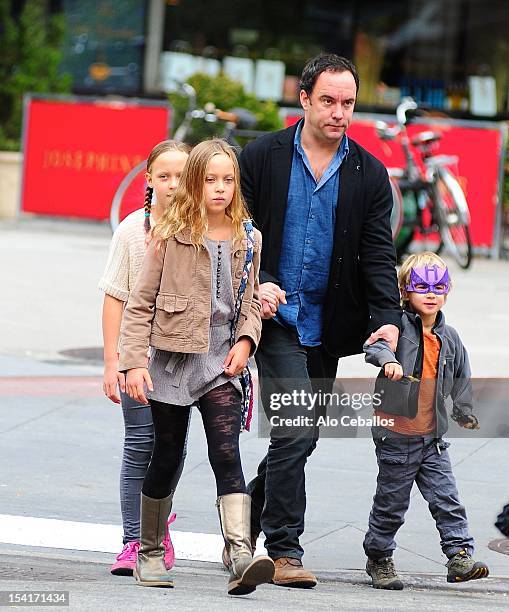 Dave Matthews, Grace Anne Matthews, Stella Busina Matthews and August Oliver Matthews are seen in Tribeca on October 15, 2012 in New York City.