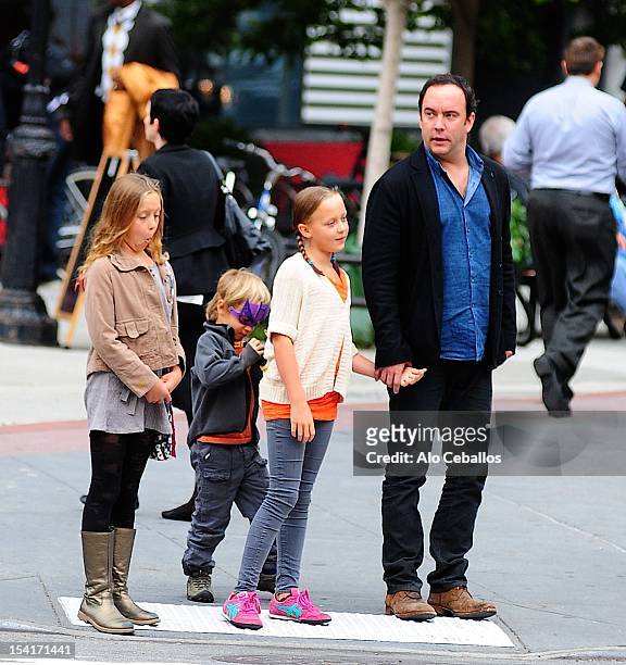 Dave Matthews, Grace Anne Matthews, Stella Busina Matthews and August Oliver Matthews are seen in Tribeca on October 15, 2012 in New York City.