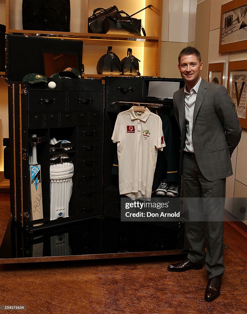 Michael Clarke unveils a Louis Vuitton cricket trunk designed for News  Photo - Getty Images
