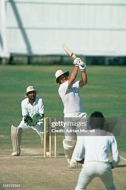 English cricketer Mike Gatting during his double century innings against India in the 4th Test at MA Chidambaram Stadium, Chepauk, Madras, India,...