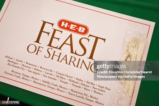 Placemat at the 2011 H-E-B 6th Annual Feast of Sharing dinner at the George R. Brown Convention Center, Sunday, Dec. 11 in Houston. Hundreds of H-E-B...