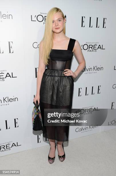 Honoree Elle Fanning arrives at ELLE's 19th Annual Women In Hollywood Celebration at the Four Seasons Hotel on October 15, 2012 in Beverly Hills,...