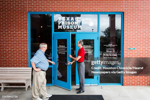 Jon Matthews, left, and David Babb, co-hosts of The Prison Show enter the Texas Prison Museum, Wednesday, May 30 in Huntsville. Note: Mathews has...