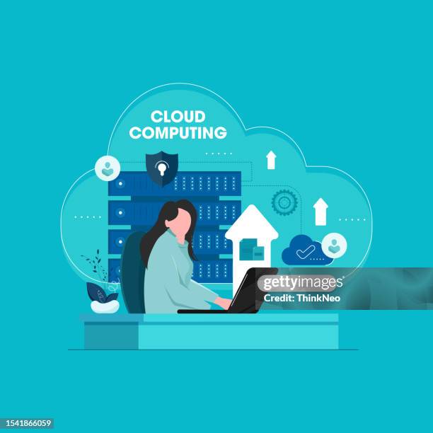 cloud storage. online cloud computing, network hosting, services. - system admin stock illustrations