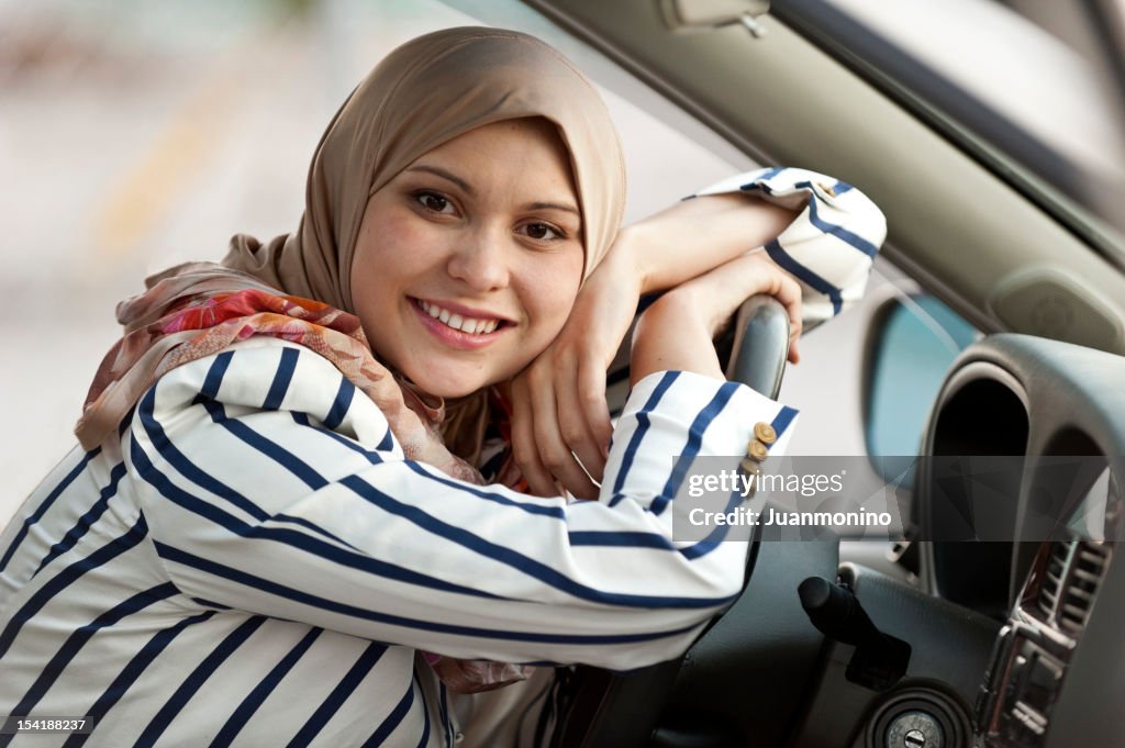 Young muslim female driver