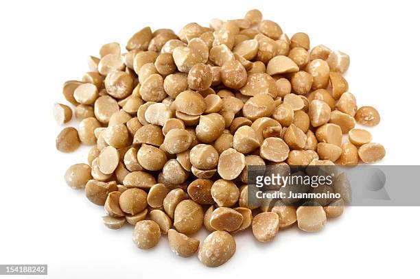 heap of macadamia nuts - macadamia stock pictures, royalty-free photos & images