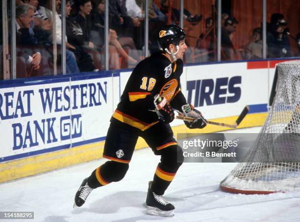 Igor Larionov of the Vancouver Canucks skates on the ice during an NHL game against the Los Angeles Kings on December 14, 1991 at the Great Western...