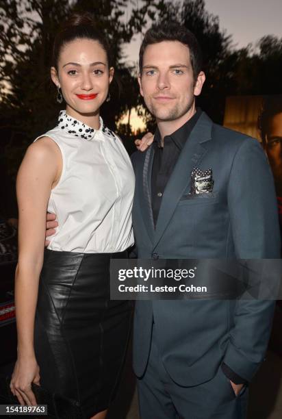 Actress singer/songwriter Emmy Rossum and singer Chris Mann attend a private listening party for Chris Mann's album "ROADS" hosted by Irving Azoff,...