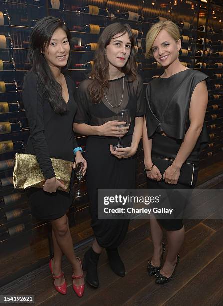 Kristine Kim, designer Shaina Mote and actress Mena Suvari attend GenArt's 14th Annual Fresh Faces In Fashion Intimate Dinner at Andaz on October 15,...