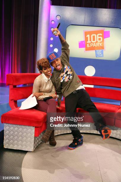 Miss Mykie and Bow Wow host BET's "106 & Park" at BET Studios on October 15, 2012 in New York City.
