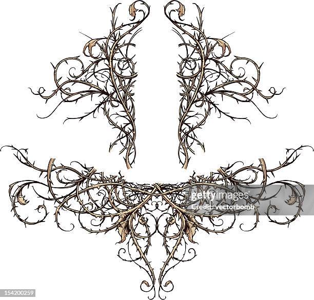 stockillustraties, clipart, cartoons en iconen met thicket scroll design accents - scherp