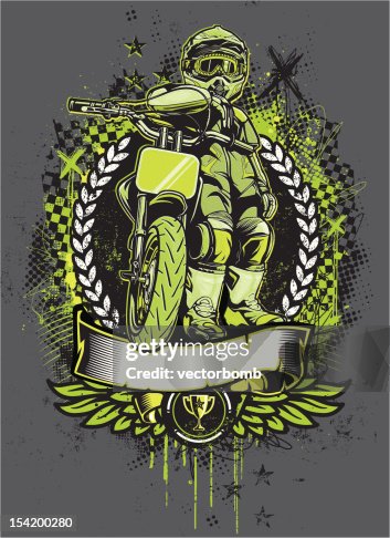 Mini Motard Racer: Stare Down Pose - Grunge Version Mini Motard Racer: Stare Down Pose - Grunge Version